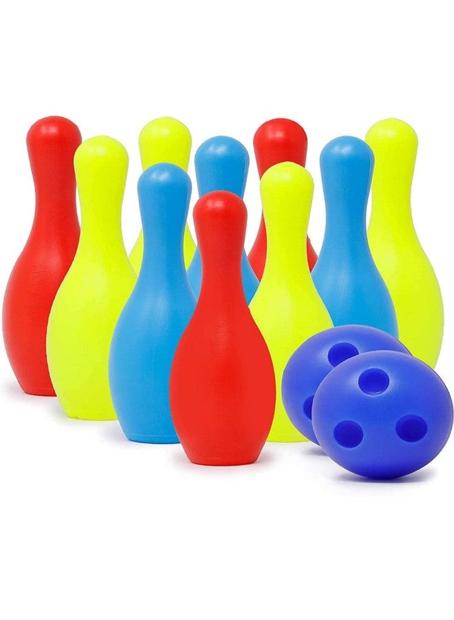 FULLFILLS Bowling Set for Kids Set of 10 PCS with 2 Balls (Multcolour)